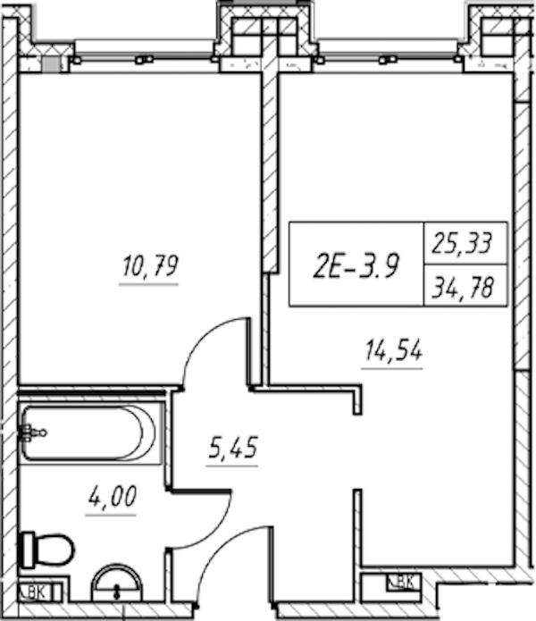 1-комнатная квартира 34.78 м², 11/11 эт., Комплекс апартаментов «Zoom на Неве»